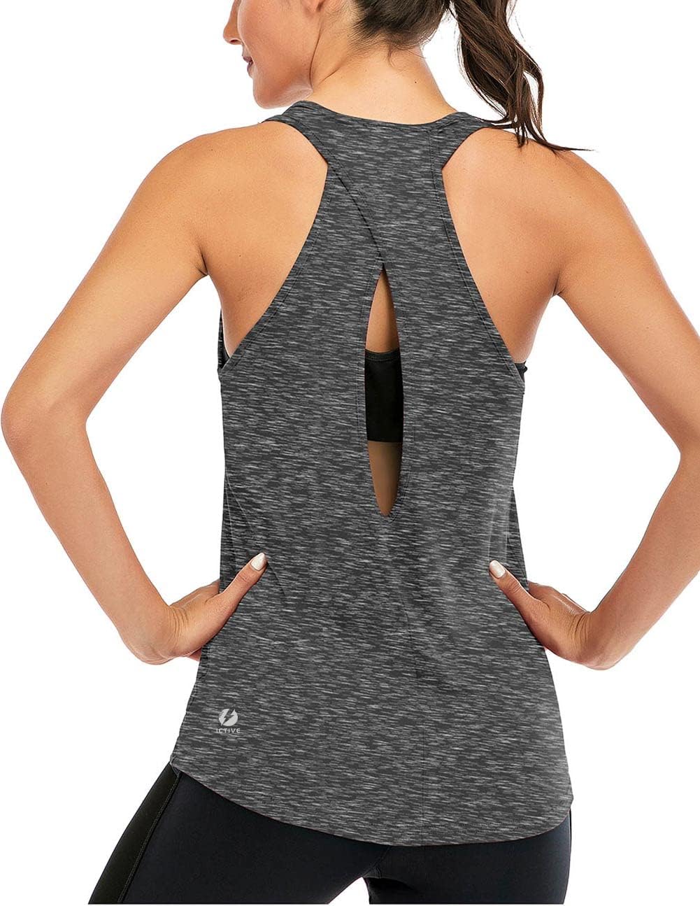 Detalle de ICTIVE Womens Cross Backless Workout Top – Racerback Tank for Yoga, Running, and Training