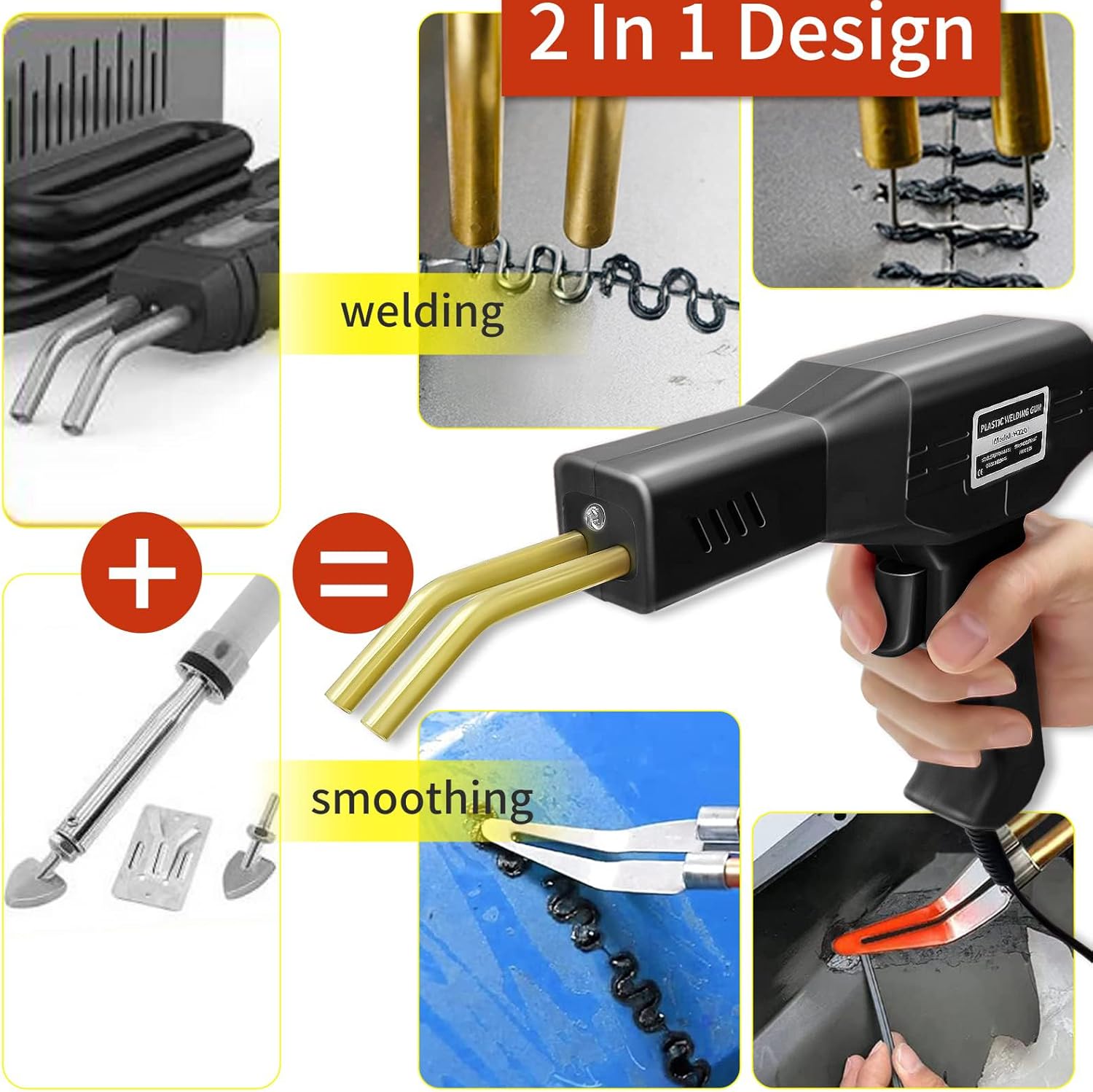 Thumbnail 1 de 220W Kunststoff Schweißgerät 2-in-1 Stoßstangen Reparatur-Set mit 800 Hot Heftern