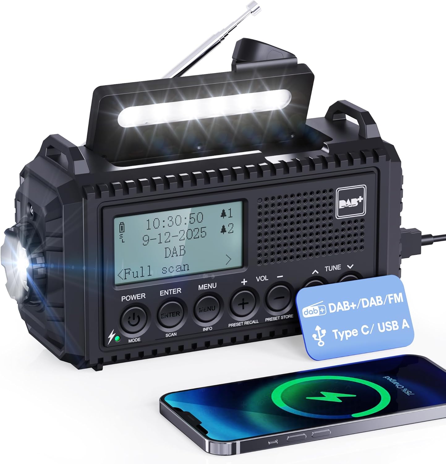 Mesqool CR1009ProDAB Radio solaire 5000mAh