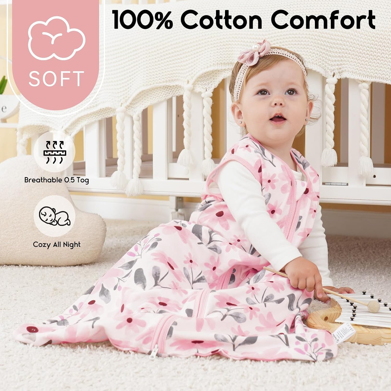 Thumbnail 1 de Yoofoss Baby Sleeping Bag 0.5 Tog – 18-24 Months (3 Pack) — 100% Organic Cotton