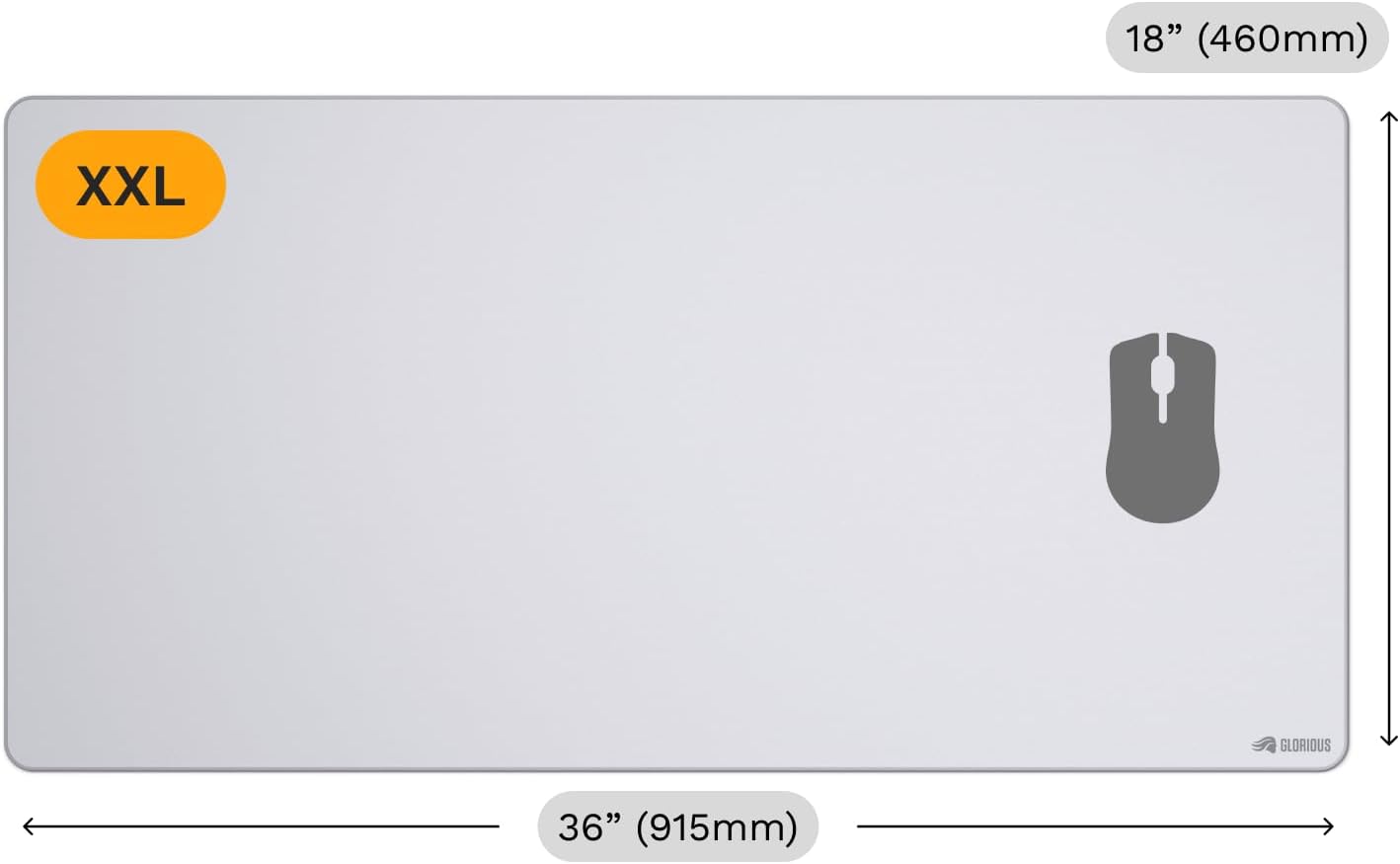 Thumbnail 6 de GLORIOUS Gaming Mouse Pad GMP 2 XXL 2XL bianco (915×460×3 mm) con bordi cuciti e base antiscivolo