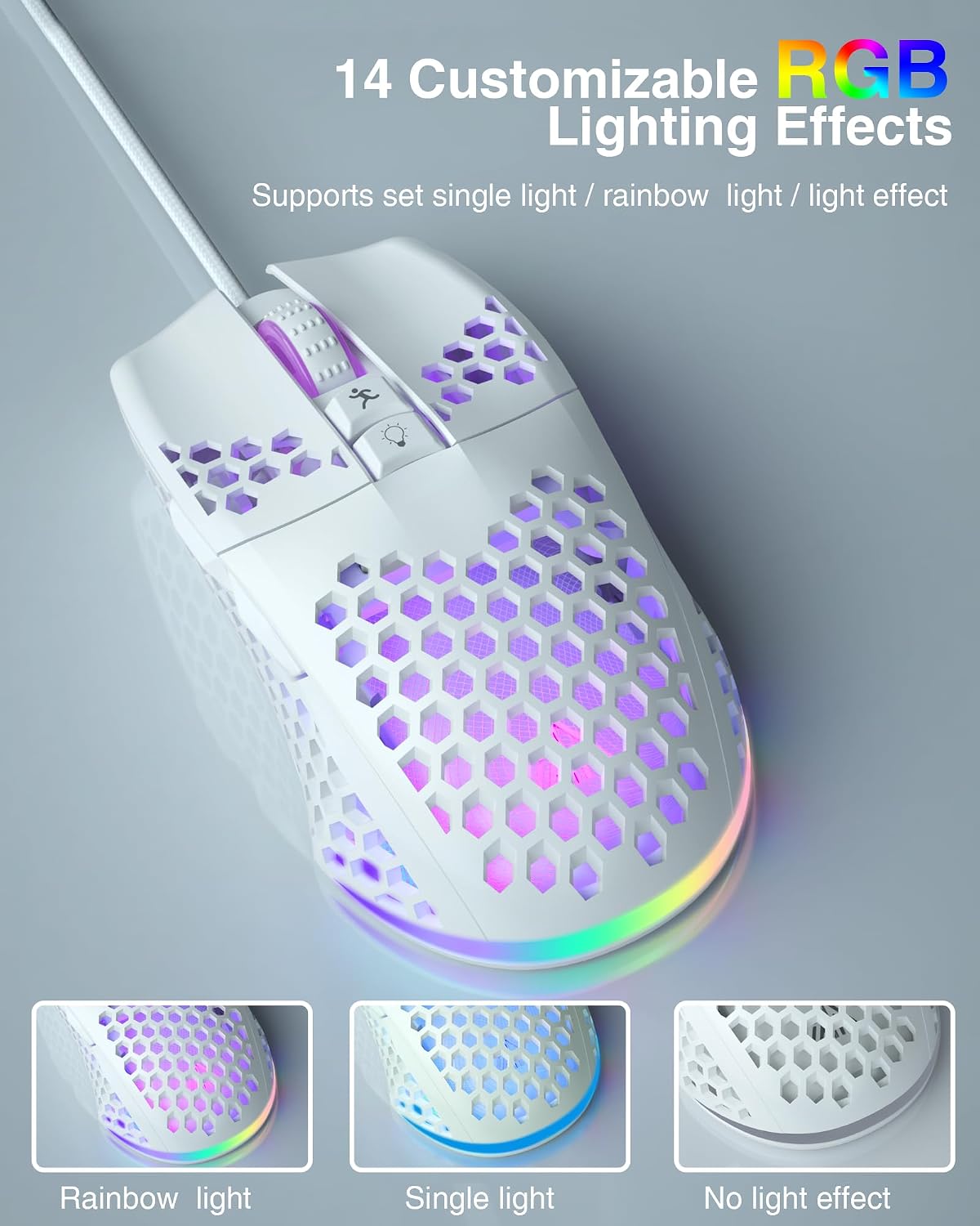 Detalle 2 de SOLAKAKA SM900 Wired Gaming Mouse, 12800 DPI, RGB, Programmable Buttons