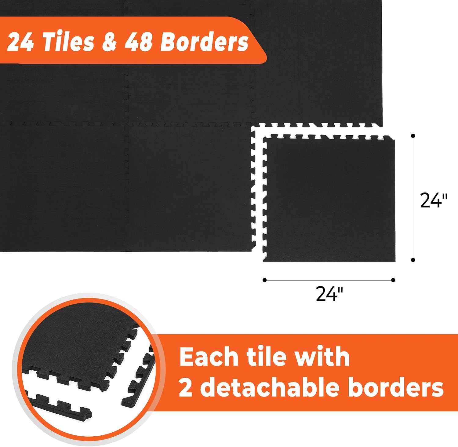 Thumbnail 5 de SUPERJARE 0.4" Thick Interlocking Gym Mats 96 sq ft ๐