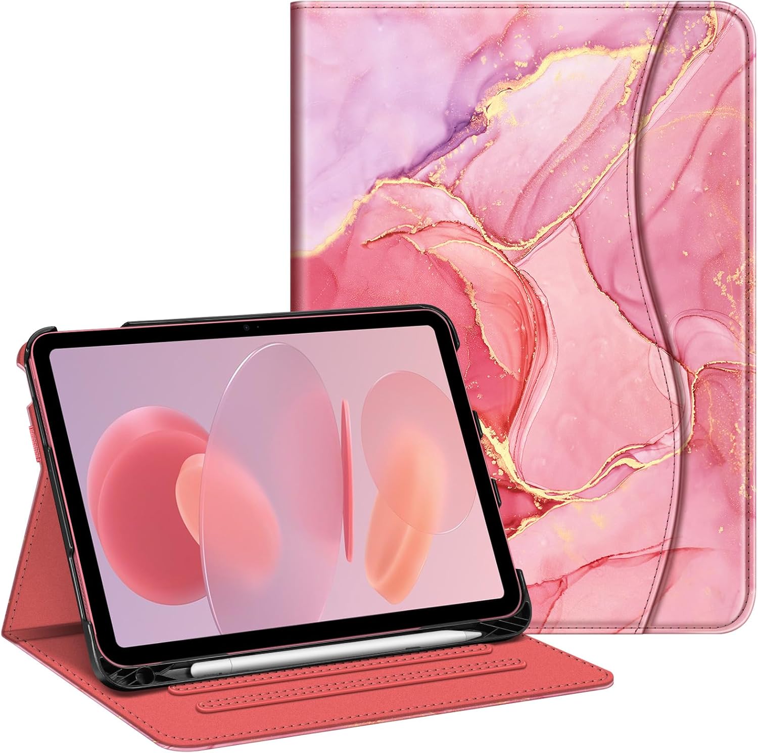 Detalle de FINTIE EPAS083 Folio Case for iPad (A16) and 10th Gen, Marble Pink
