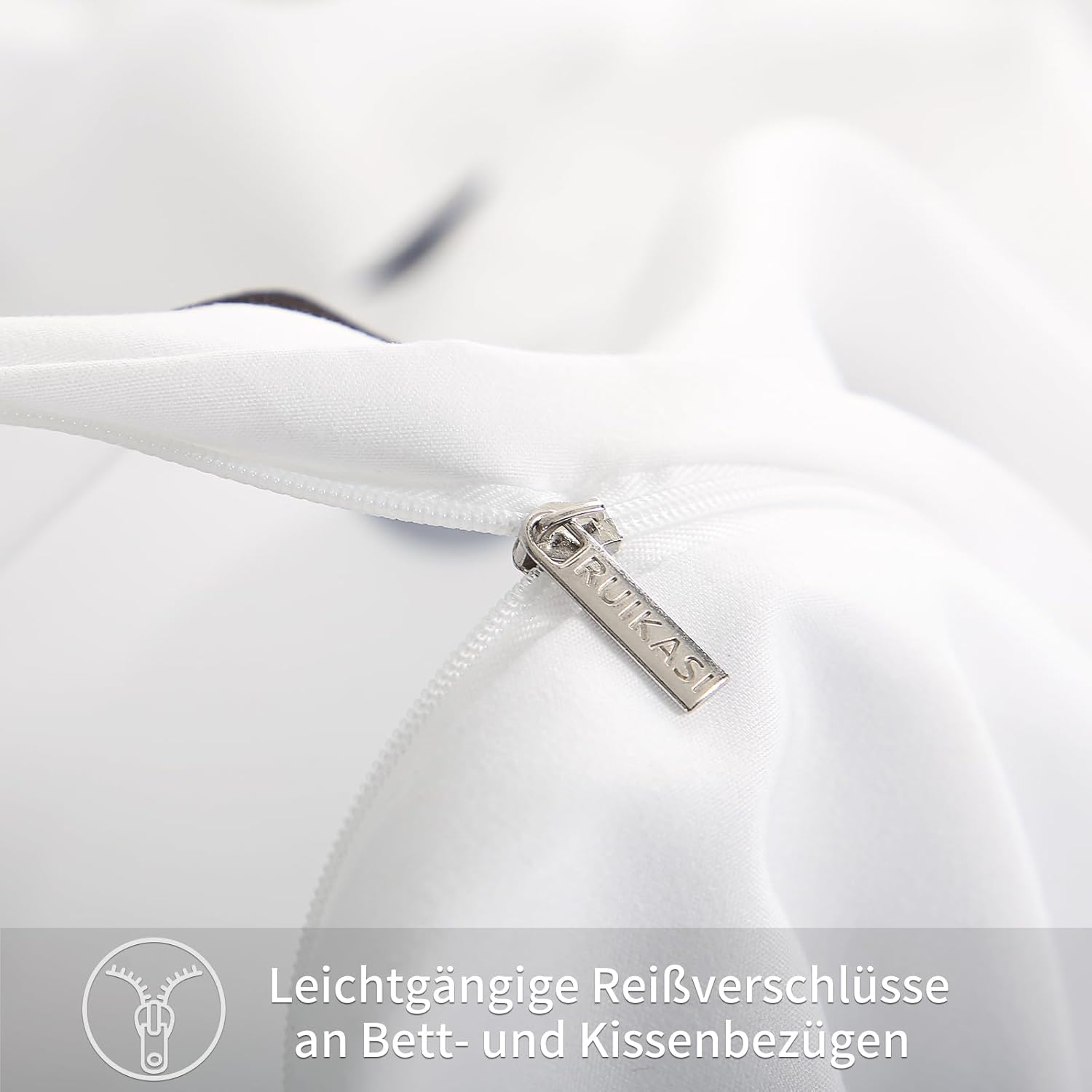 Thumbnail 5 de RUIKASI Bettwäsche 135x200 4-teilig Weiß – Mikrofaser mit Reißverschluss, 2 Bettbezüge 135x200 und 2 Kissenbezüge 80x80