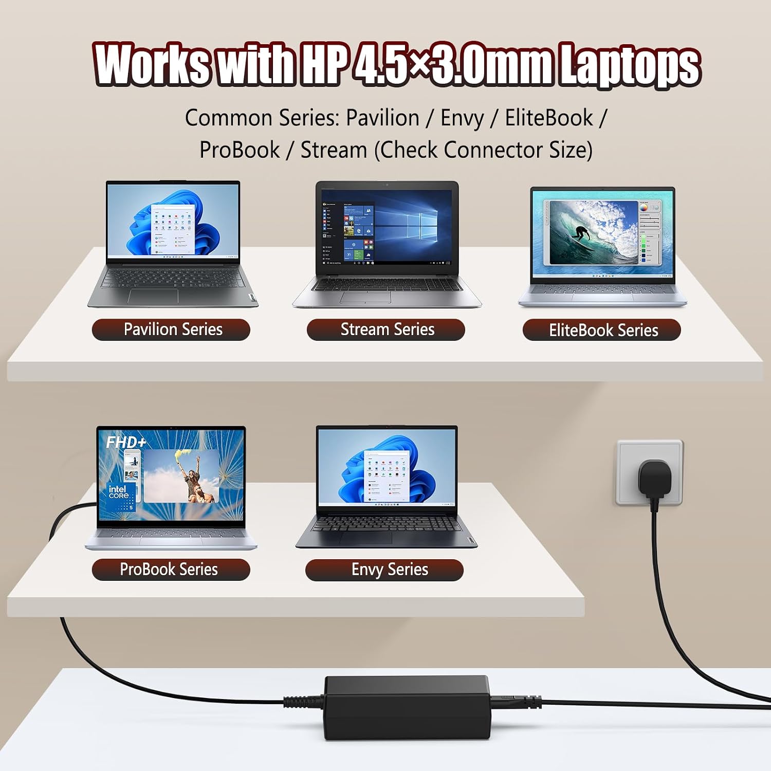 Detalle 2 de HP 45W Laptop Charger 4.5x3mm power adapter