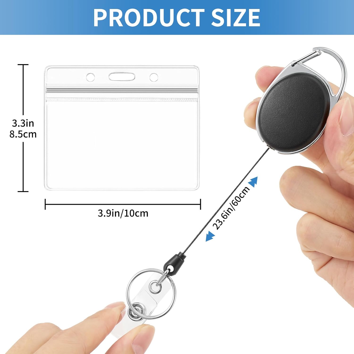 Thumbnail 1 de QIUTIMY 2PCS Retractable Badge Holder with Carabiner Clip and Waterproof Card Holder (Horizontal)