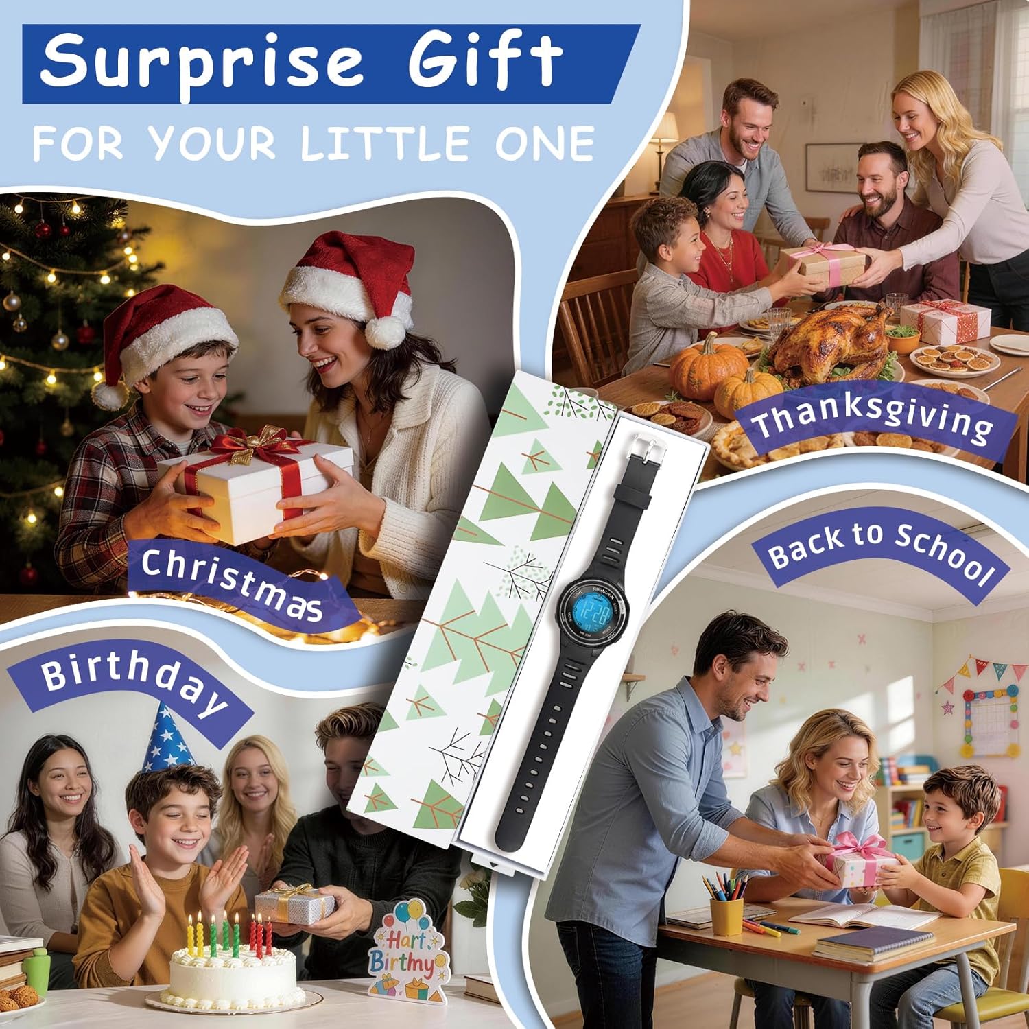 Thumbnail 5 de GUUMUXIN Montre numérique sport enfants 7 couleurs, étanche 3 ATM (6-16 ans)