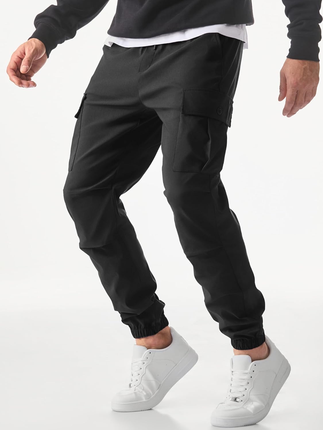 Thumbnail 2 de JMIERR Cargohose Herren Lang Jogger – elastischer Bund, Kordelzug und 5 Taschen
