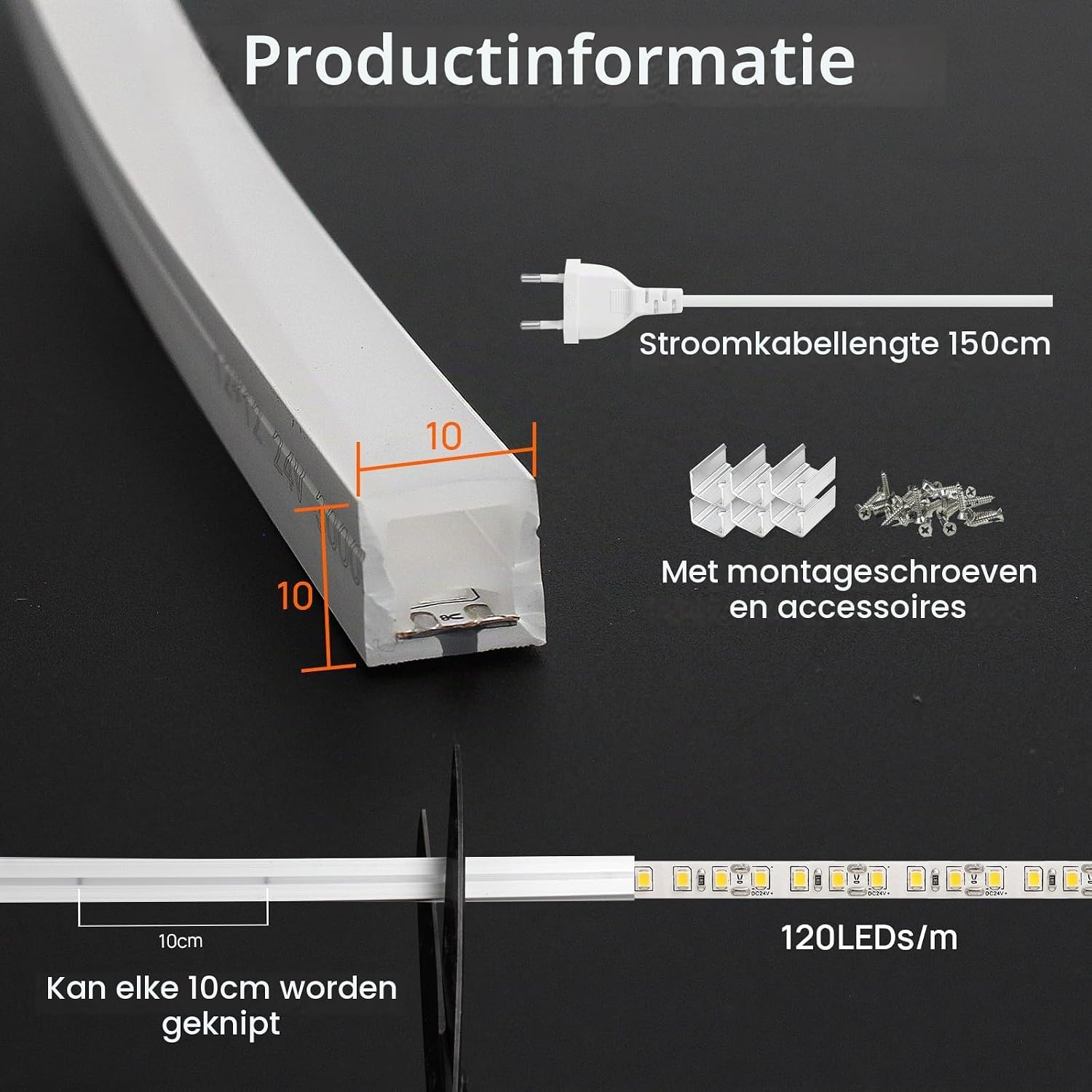 Detalle 2 de SUCIKORIO D756-2m-Zhong neon-ledstrip 2 m, 4000K, IP65, siliconen