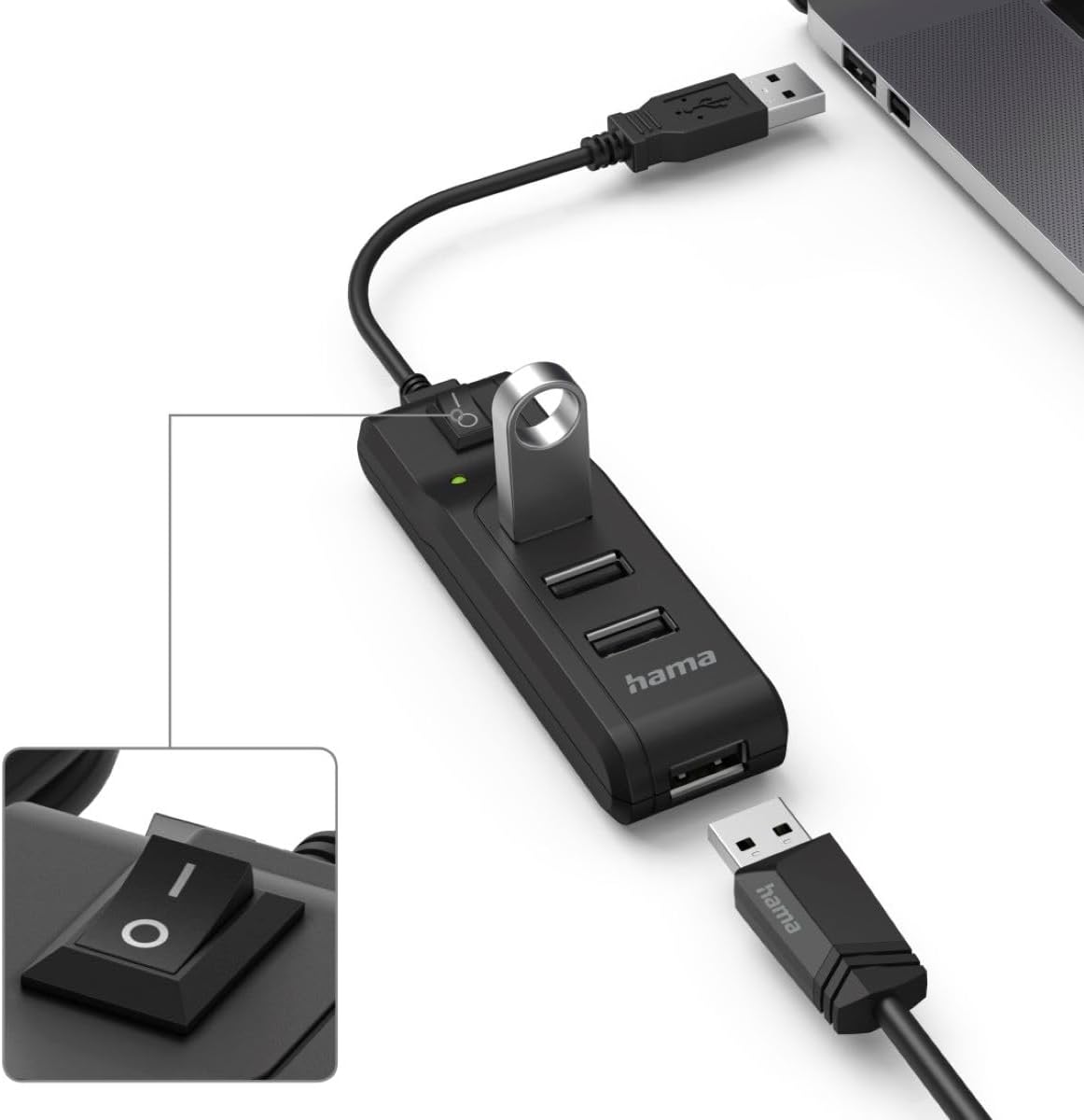 Thumbnail 2 de Hama Hub USB multiport Data 4 ports USB 2.0 (jusqu’à 480 Mbit/s) avec interrupteur, noir