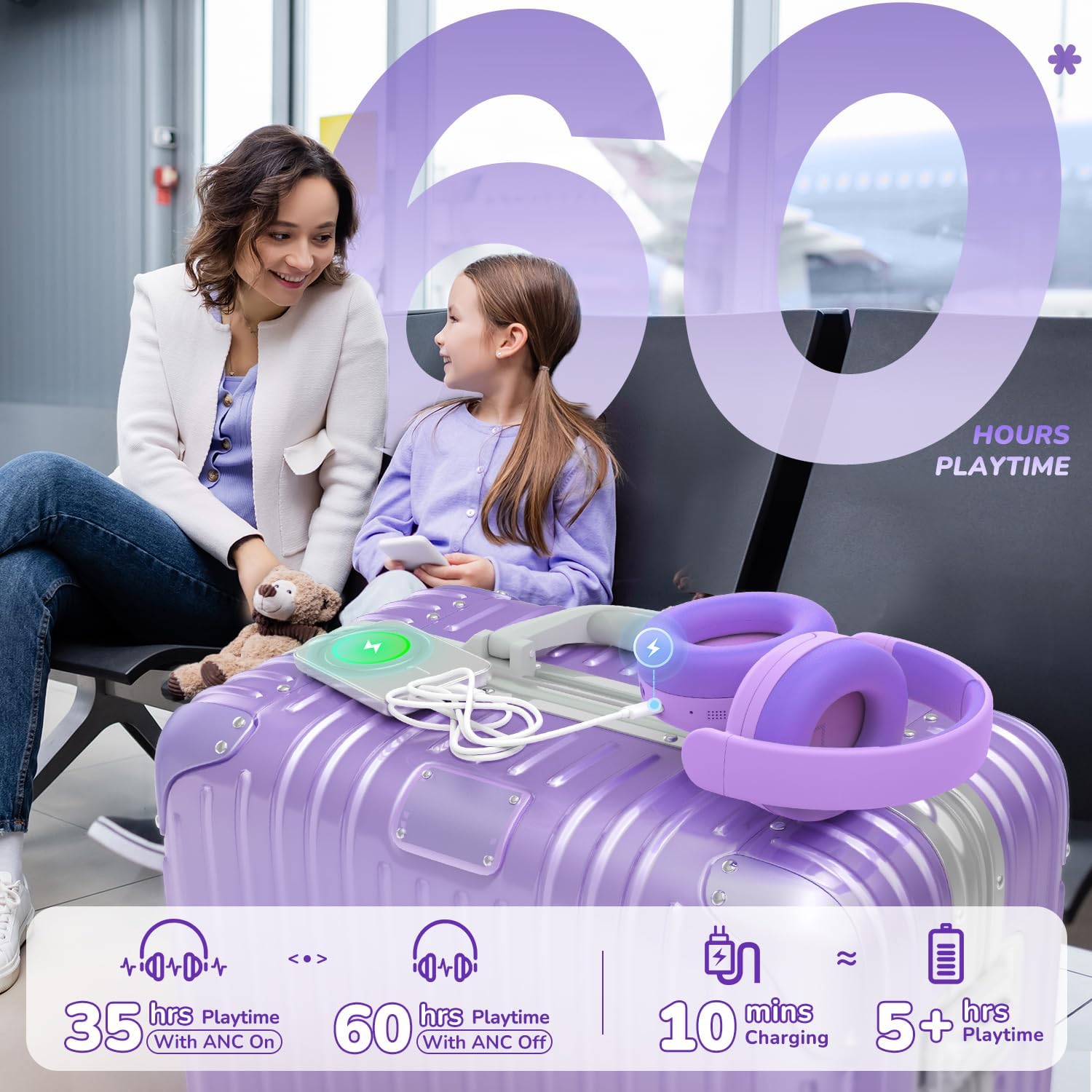 Thumbnail 2 de iClever BTH20 Active Noise Cancelling Headphones for Kids: Safe, Durable & Long-Lasting