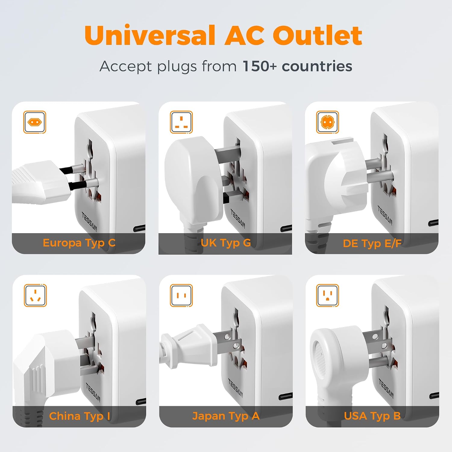 Thumbnail 4 de TESSAN Universal travel adapter 5 USB ports 🔌