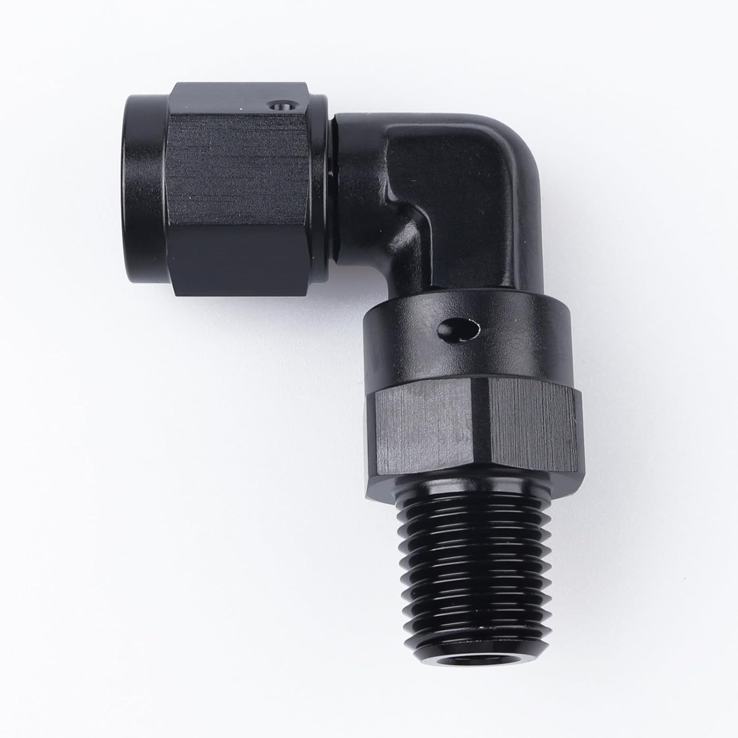 Detalle de AC Performance Black 90 Degree -6AN Female to 3/8" NPT Male Swivel Adapter (Black Aluminium)