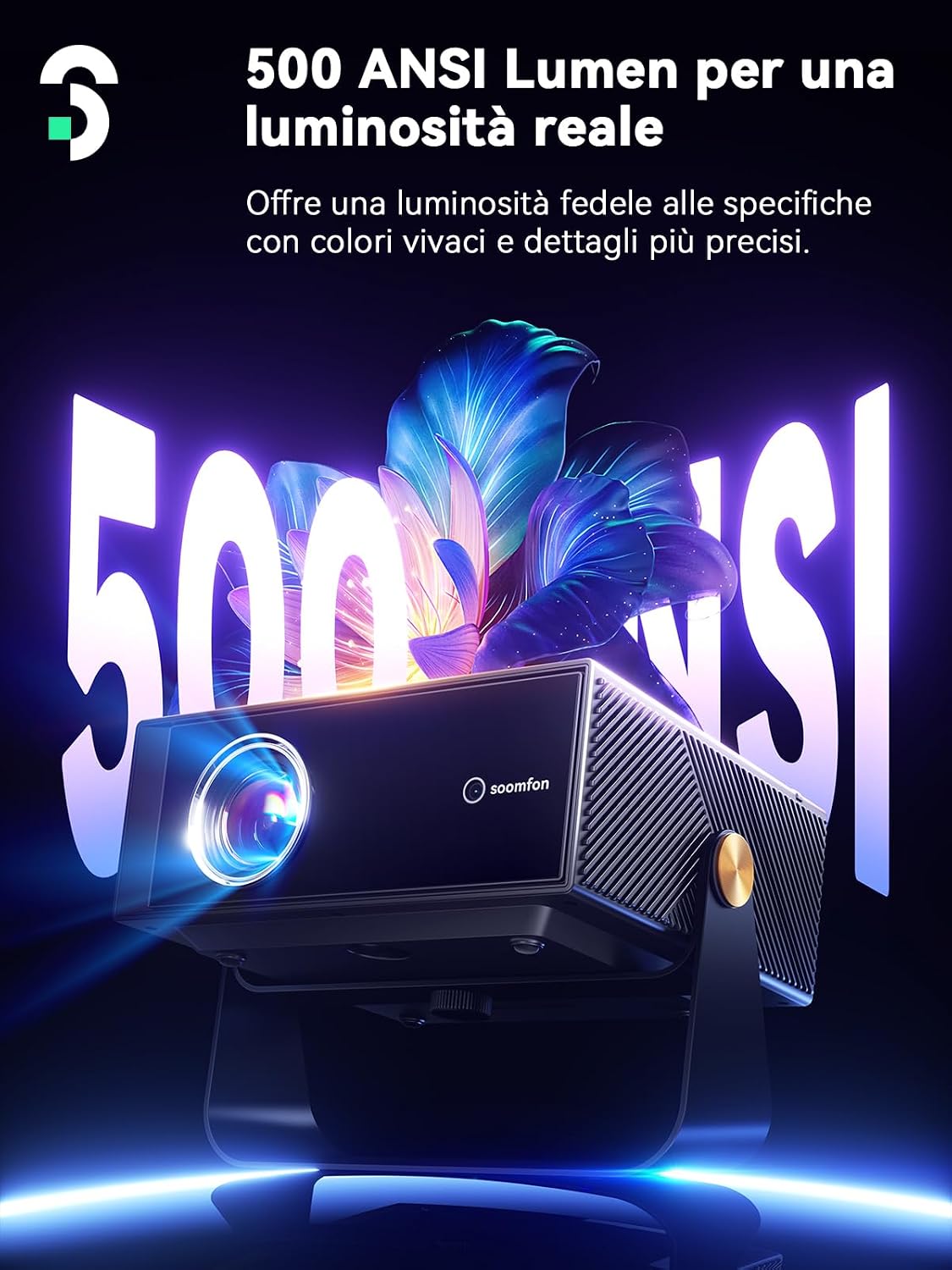 Detalle de Soomfon SK3 Smart Proiettore Portatile con WiFi e Bluetooth, 1080P e rotazione 360°