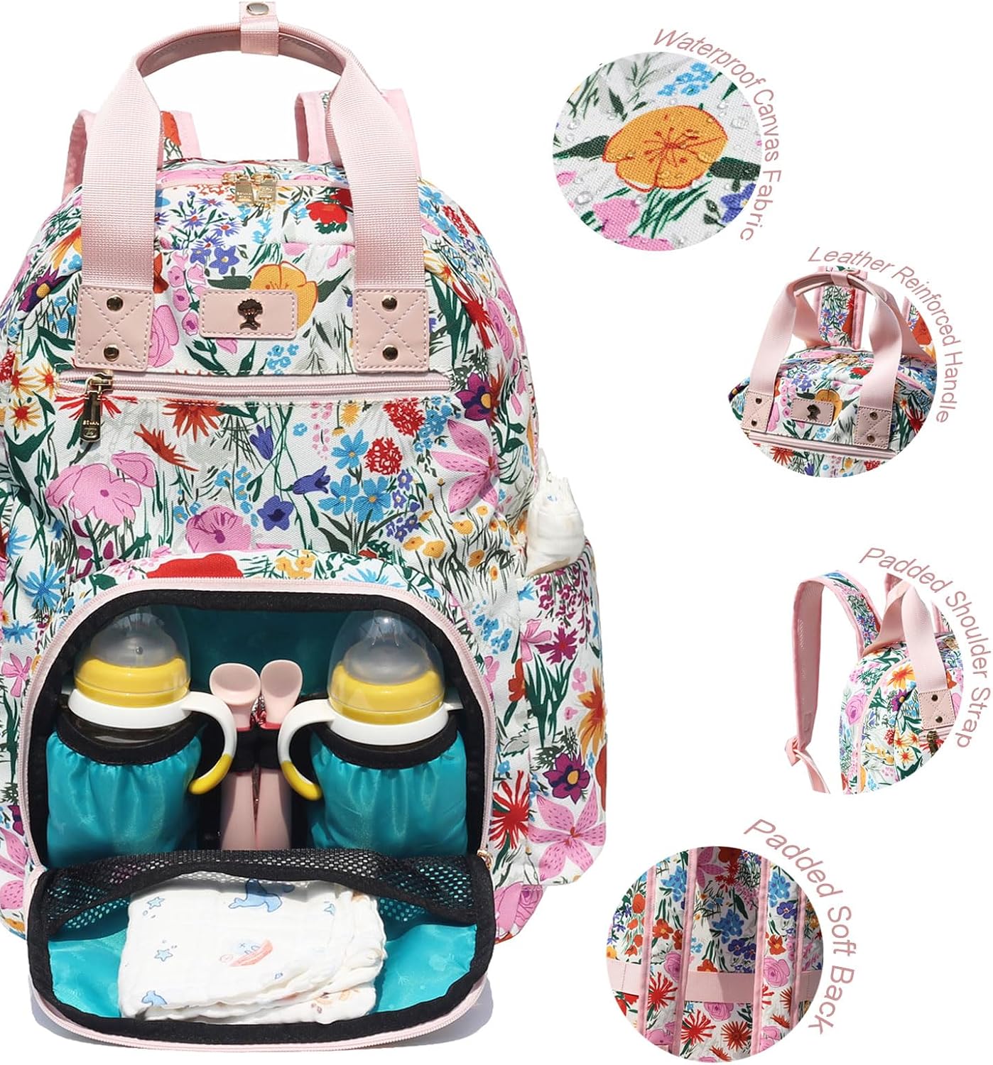 Detalle de ESVAN Diaper Bag Backpack Canvas