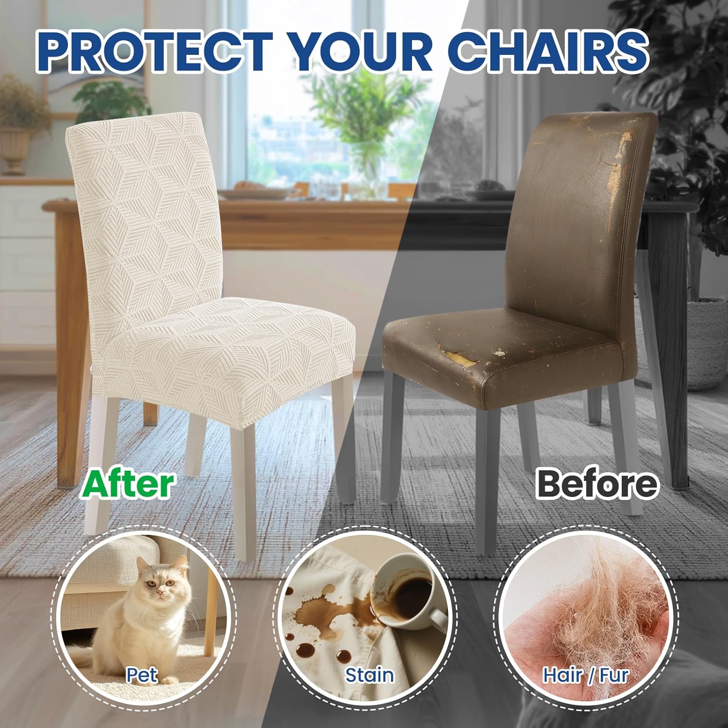 Detalle de Housse de Chaise Extensible 2 Pièces Ystyle – Universelle, Beige