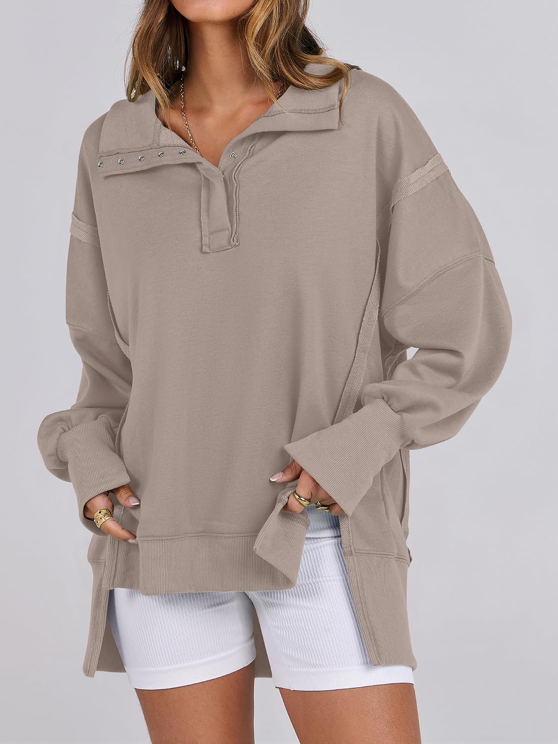 Detalle de Oversized Henley Sweatshirt