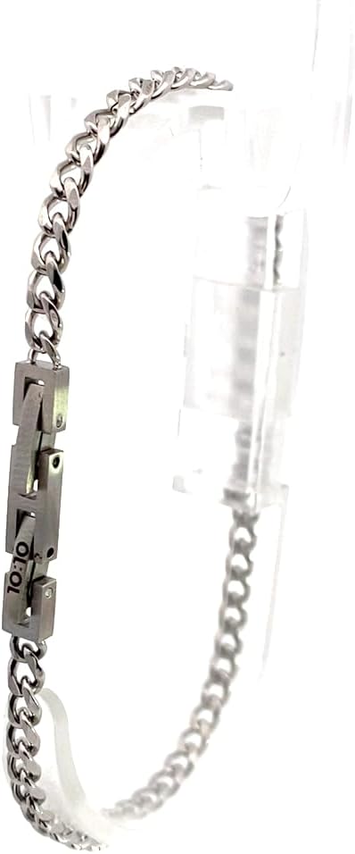 Detalle de 10:10 Bracciale Uomo Catena Cubana Grumetta in Acciaio Inox con Finitura PVD