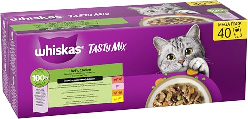 Thumbnail 1 de WHISKAS TASTY MIX Nassfutter in Sauce für Katzen – Chef’s Choice, 40 × 85 g