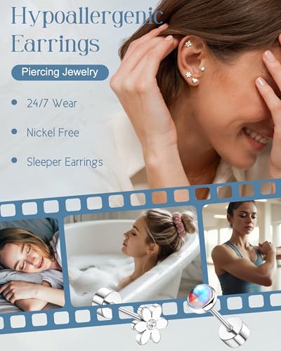 Thumbnail 5 de LOLIAS 24-Pair Flat Back Earrings Set, Stainless Steel Screw-Back Studs