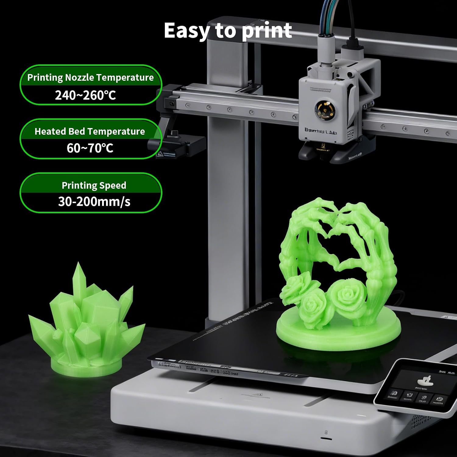 Detalle de iSANMATE PETG Grün Glow-in-the-Dark Filament 1,75 mm (1 kg) – FDM 3D-Druckmaterial