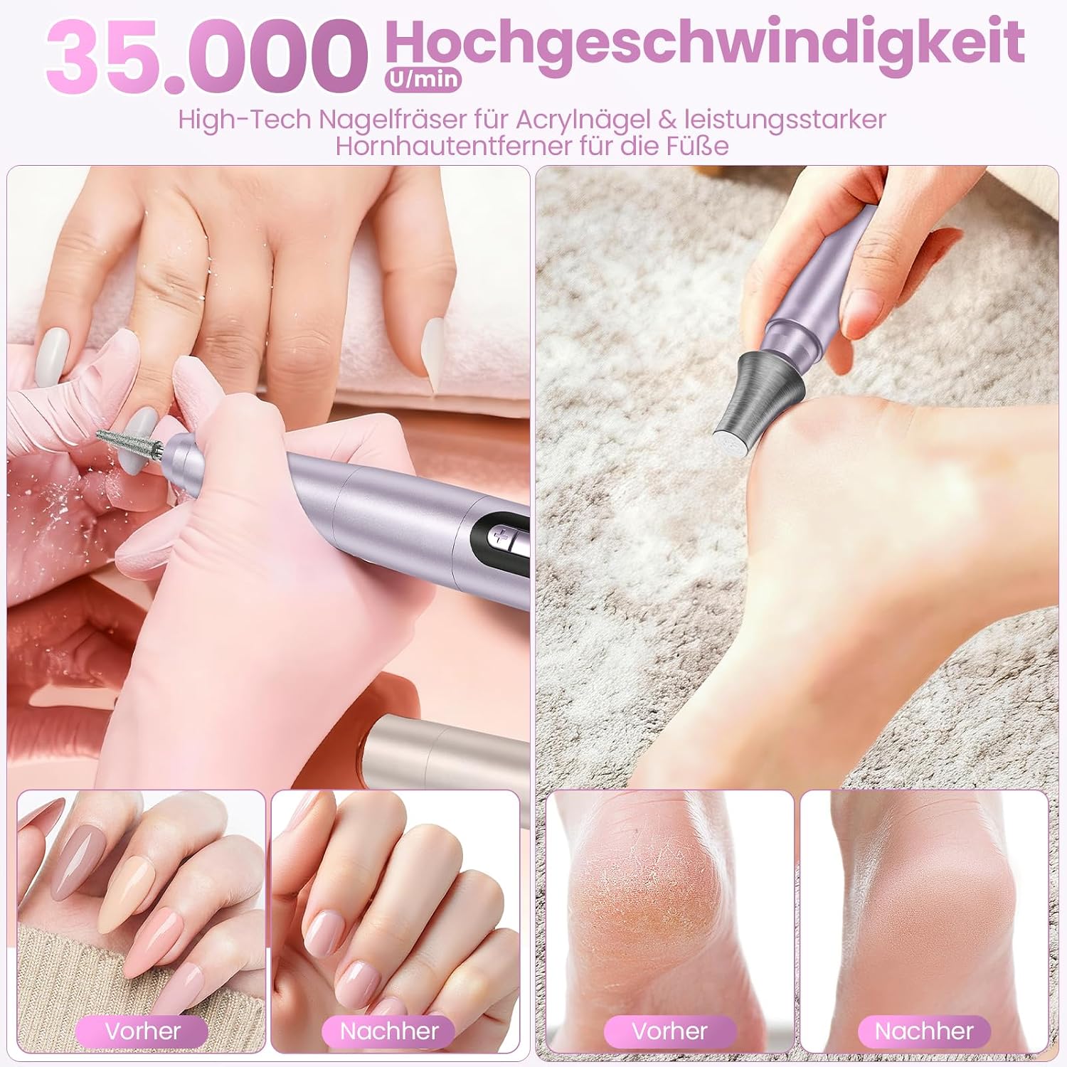 Detalle 2 de AOMEES Nagelfräser kabellos 35.000 U/min