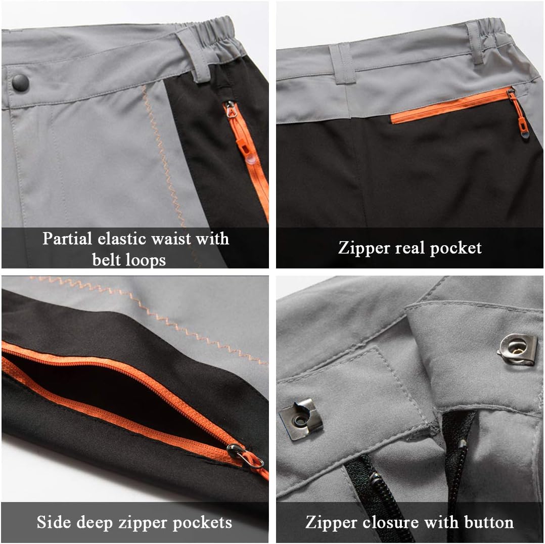 Detalle 2 de TBMPOY Men's Outdoor Hiking Work Pants, Quick-Dry, Water-Resistant, Zipper Pockets