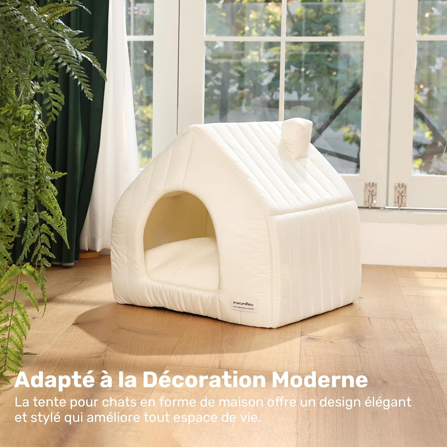 Thumbnail 4 de FUKUMARU lit pour chat d’intérieur 2 en 1 avec coussin amovible lavable (45 cm)