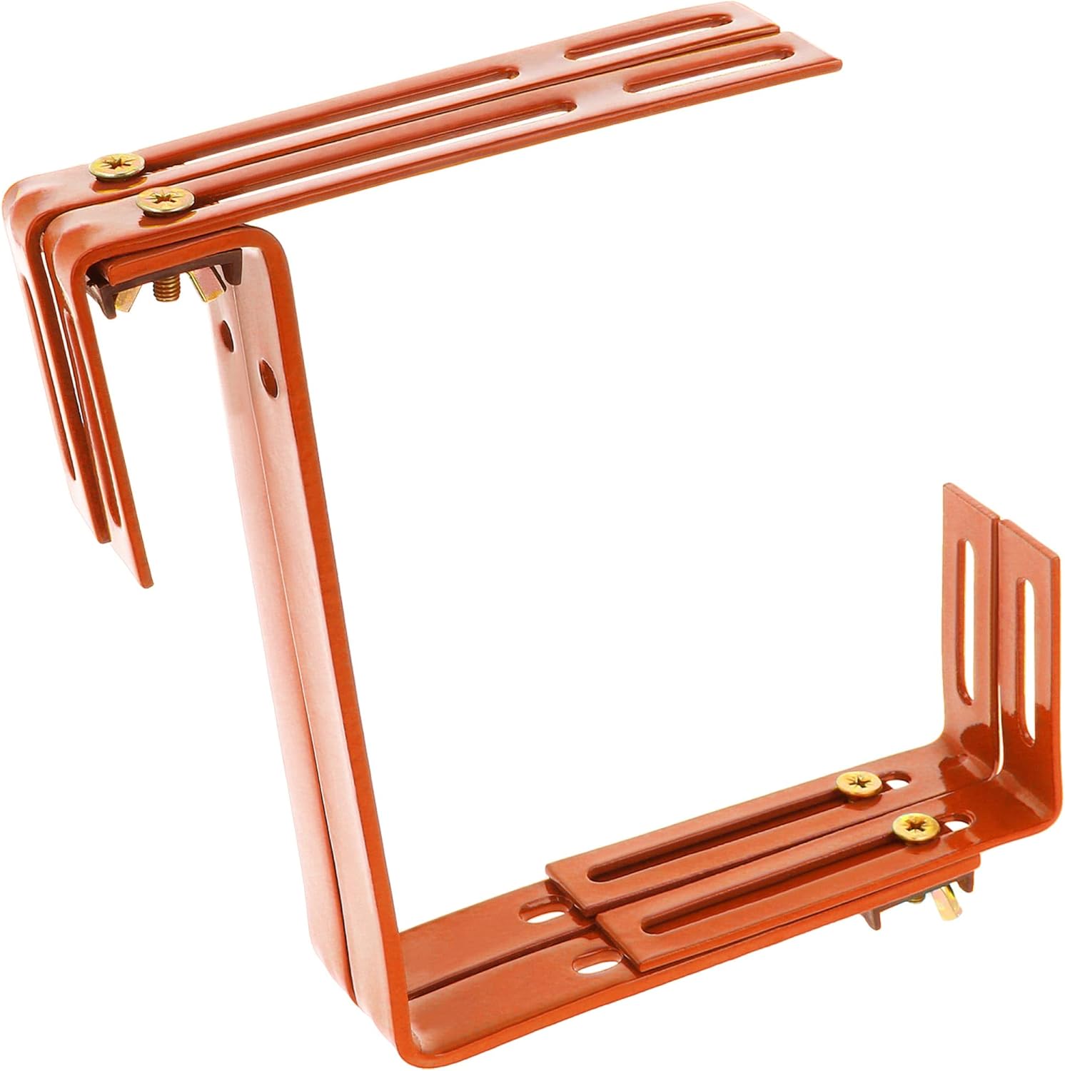 Thumbnail 6 de com-four® set da 4 supporti per fioriere da balcone con attacco flessibile, regolabili in 2 direzioni (marrone chiaro)