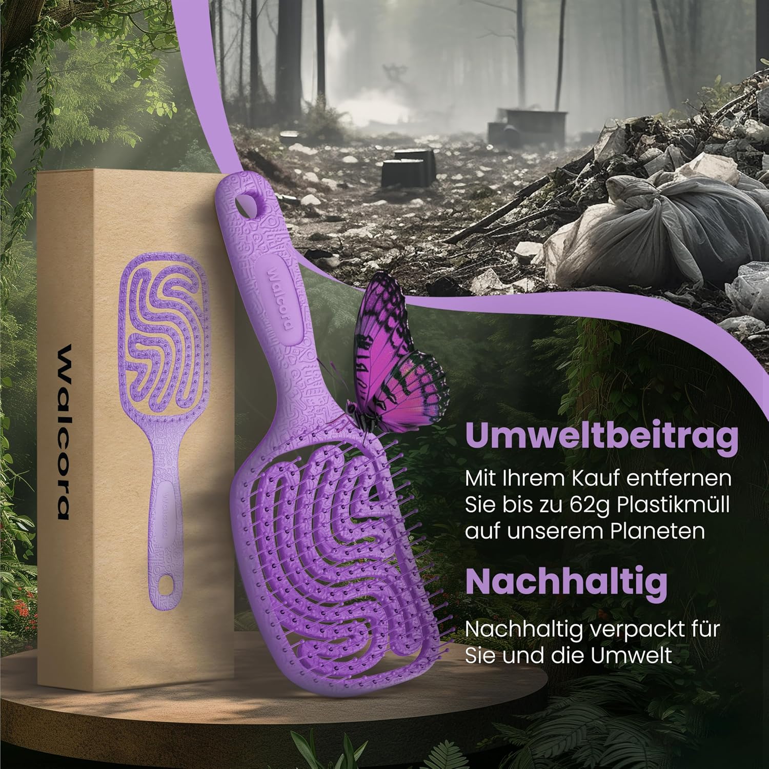 Thumbnail 6 de Walcora Haarbürste ohne Ziepen – Entwirrbürste & Detangler in Violett (für Damen, Herren & Kinder)