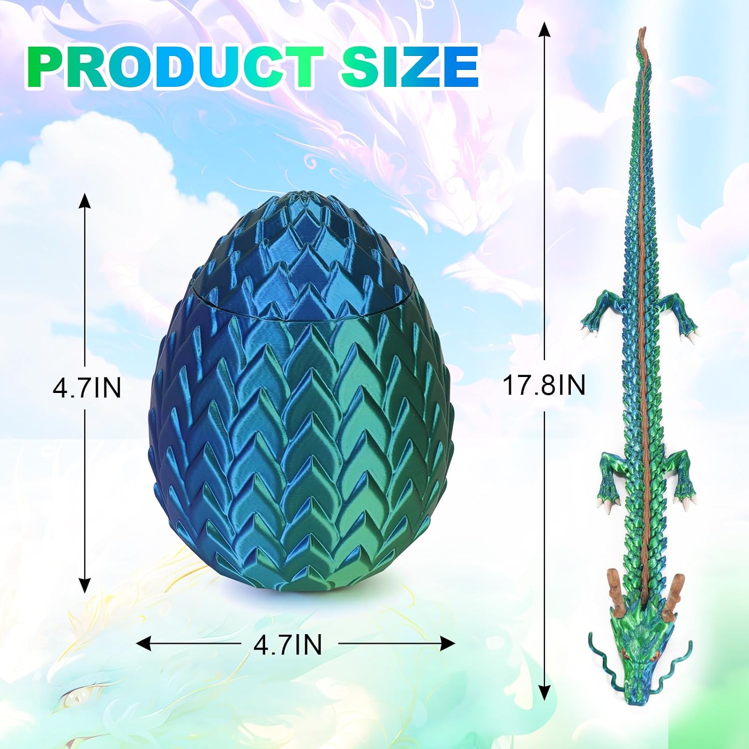 Detalle 1 de 17.8-Inch 3D-Printed Dragon Egg Fidget Toy with Articulated Design and Hidden Storage