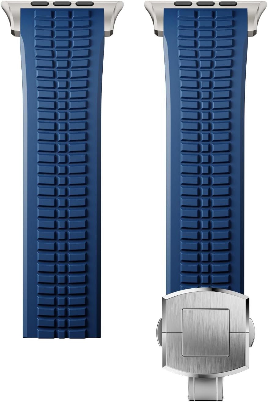 Detalle de VKEOO modern silicone watch band with folding buckle for iWatch Ultra 2 / Ultra and Series 10–7 (44mm–49mm)