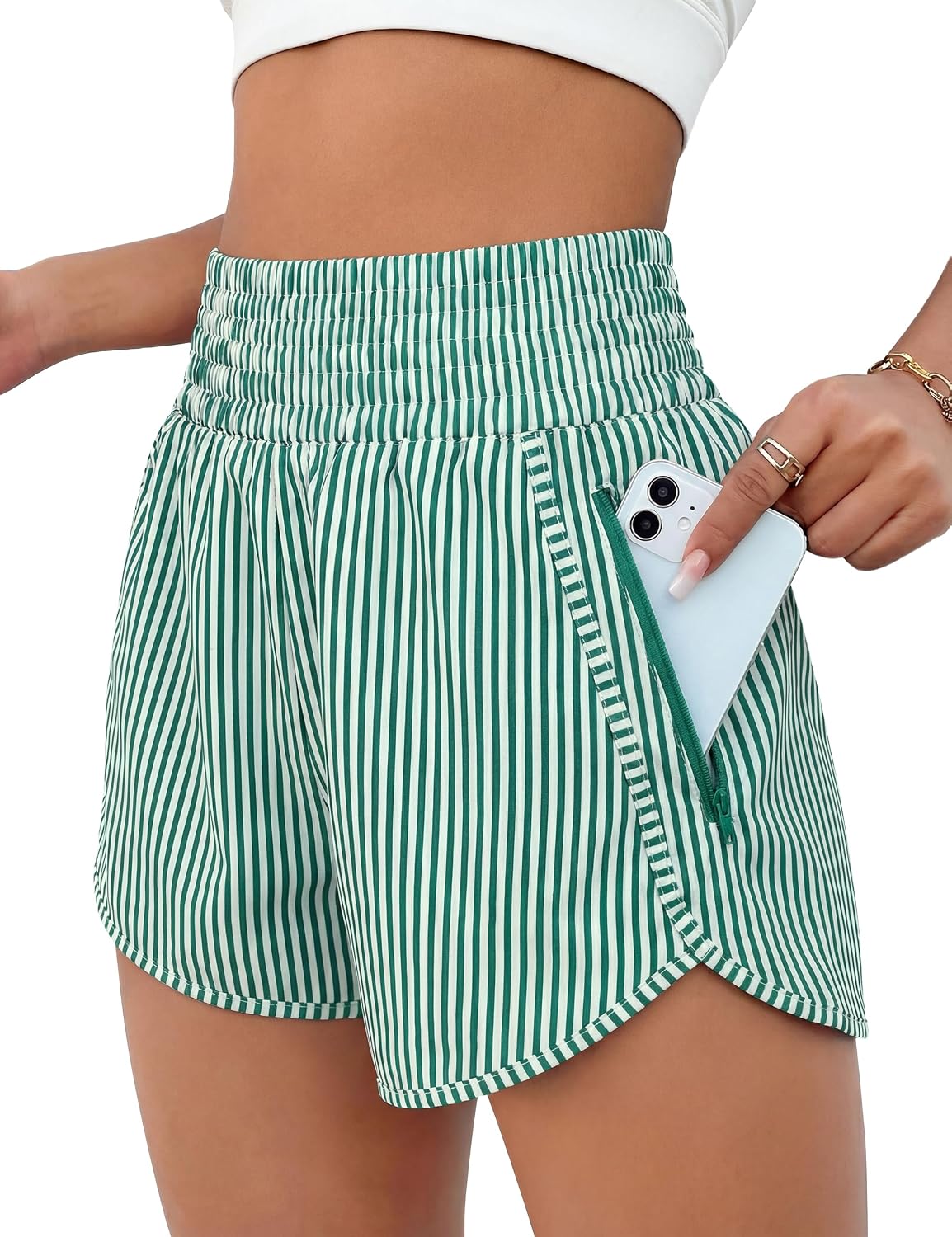 BMJL 2.5" Athletic Shorts for Women, High-Waisted with Zipper Pocket