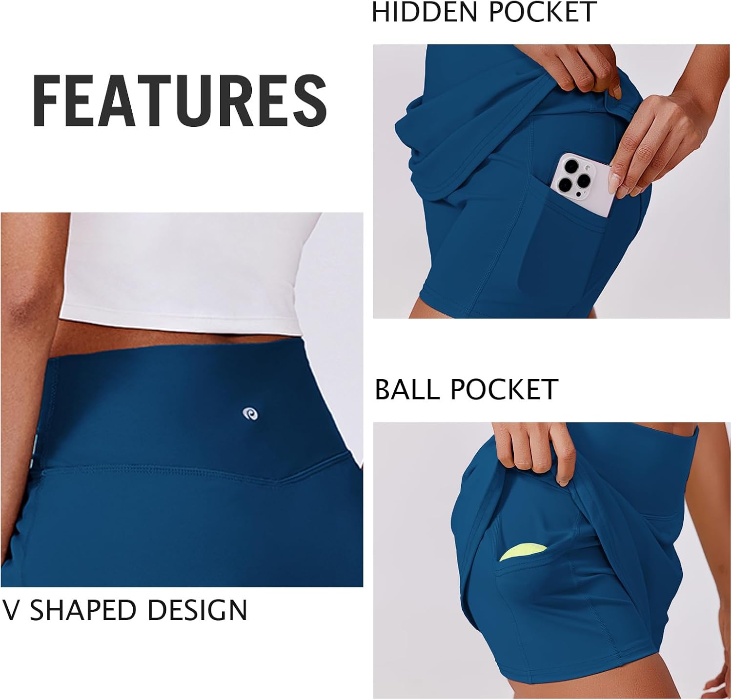 Detalle de PINSPARK Women's Tennis Skirt with High Waist Skort – Built-in Shorts, 2 Pockets for Tennis, Pickleball, Golf, and Training