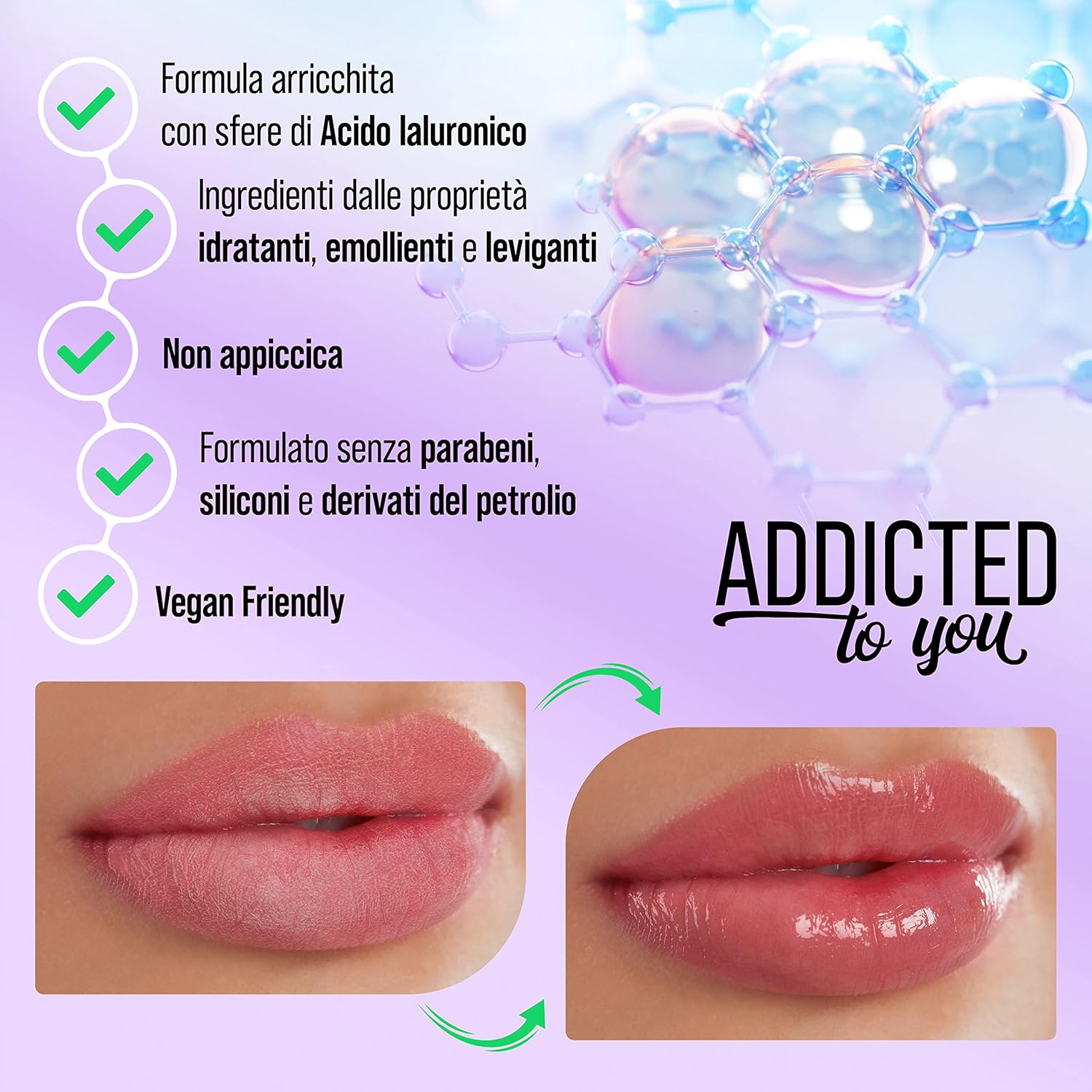 Detalle de Sheila Cosmetics Addicted To You Lip Care Oil Lipgloss con Acido Ialuronico – Made in Italy (02 Melograno)