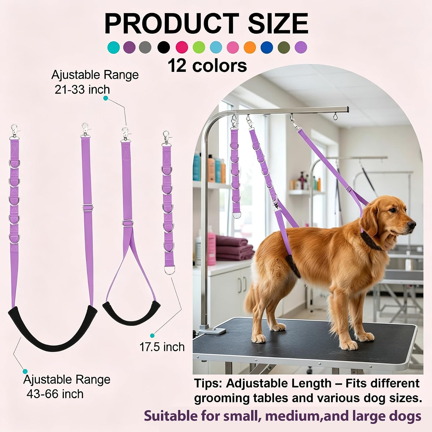 Thumbnail 1 de Dog grooming belly straps, 3 sets