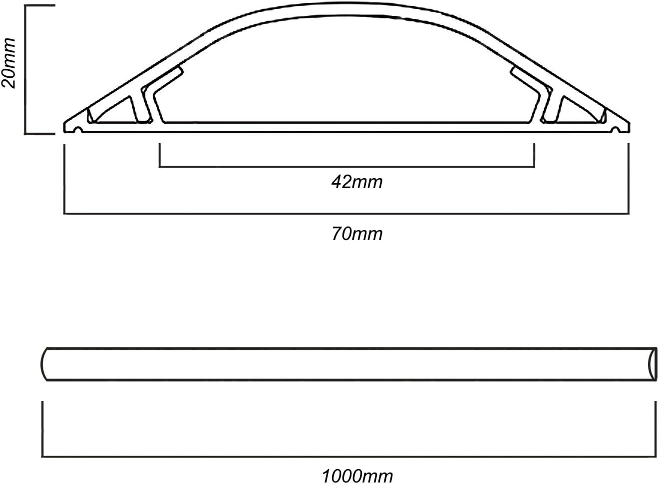 Detalle 2 de Maclean MCTV-674 Kabelkanal 1m – Boden-Kabelkanal mit Klebeband, Halbrund, grau