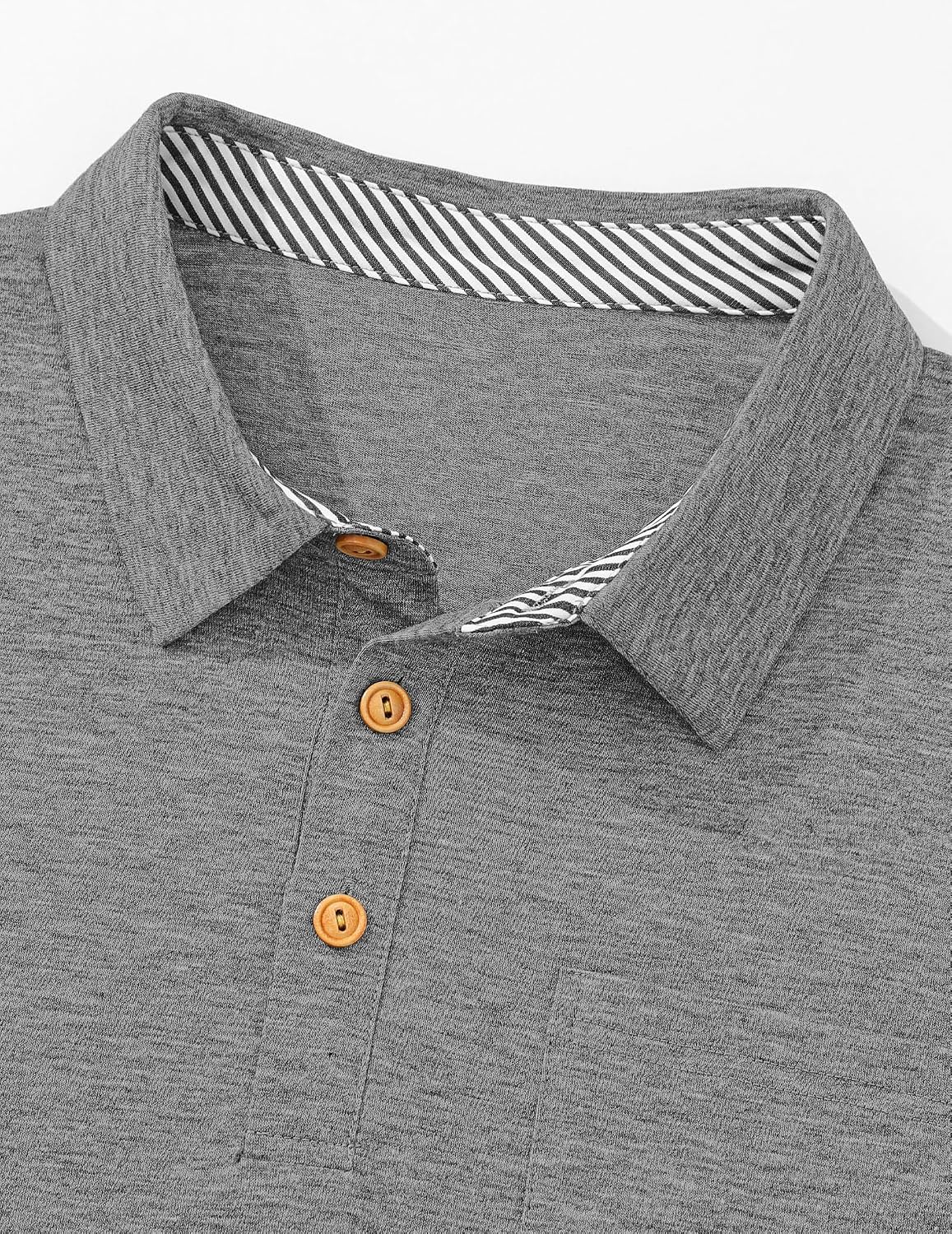 Detalle de TARAINYA Polo Uomo Maniche Corte in Cotone con Tasca sul Petto – Estiva, vestibilità media
