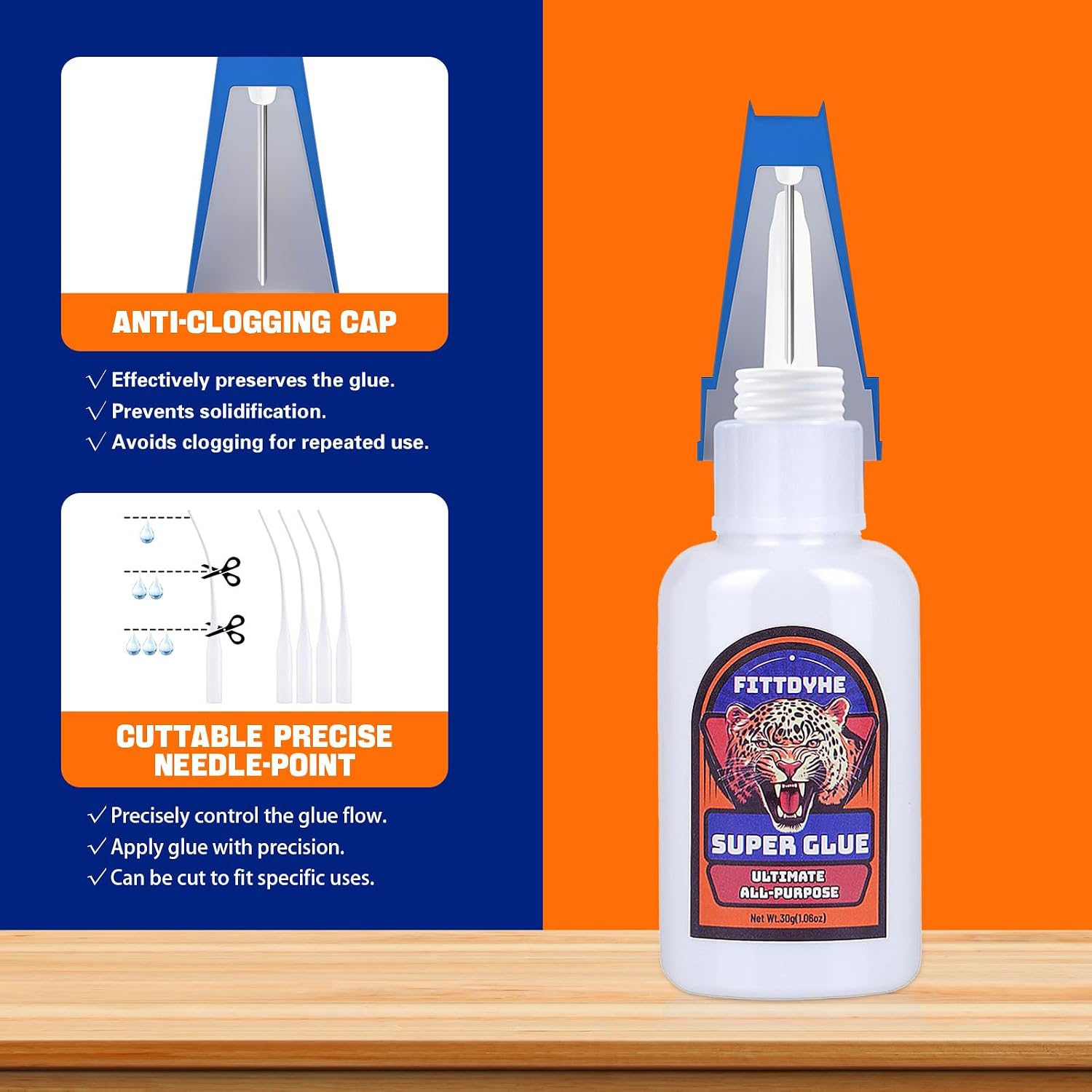 Detalle de FITTDYHE 30g Clear Super Glue, Fast-Drying Waterproof Liquid Adhesive