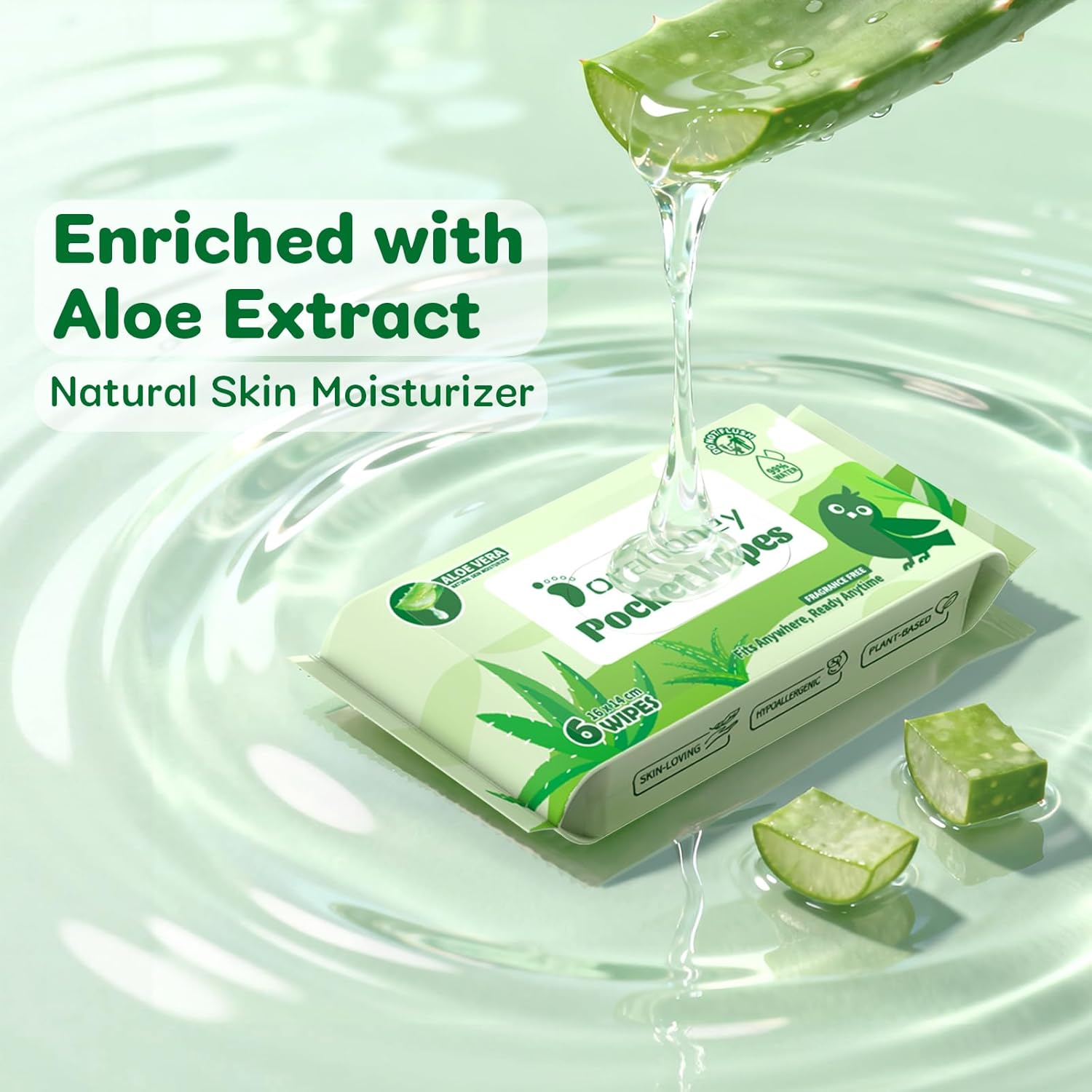 Thumbnail 3 de Dorahoney Mini Feuchttücher Reisegröße – unparfümiert, 99% Wasser mit Aloe Vera (48 St.)