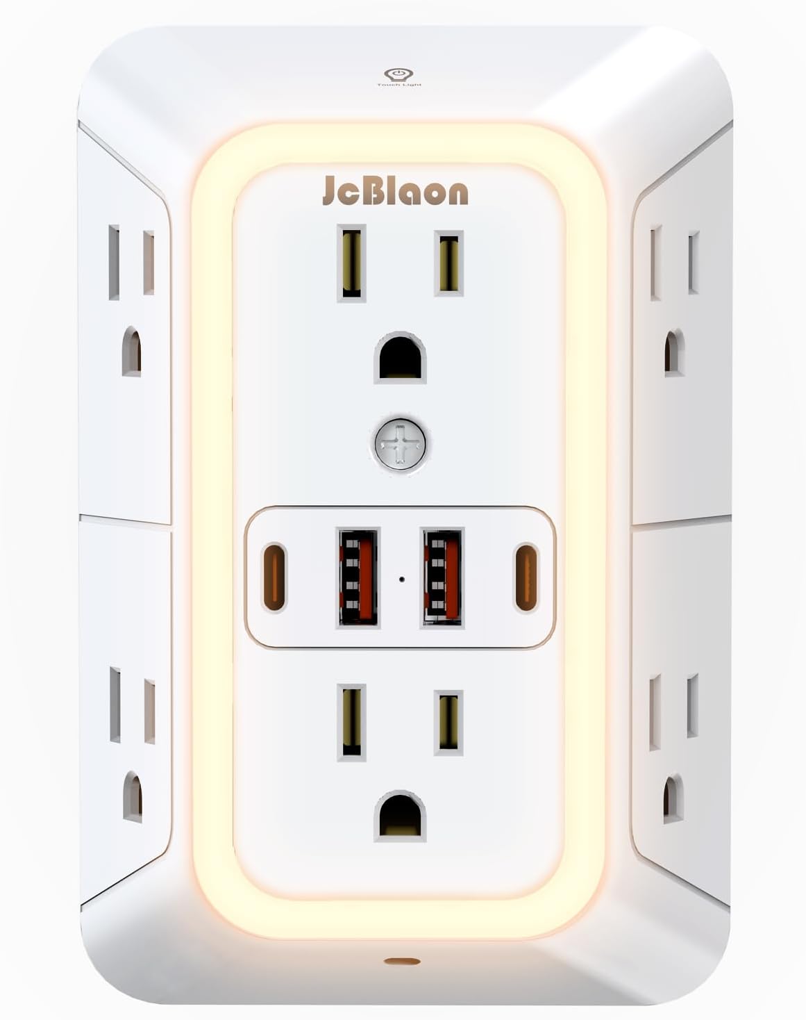 Imagen de Wall Outlet Extender with Night Light: 6 Outlets, 2 USB-A, 2 USB-C, 1050J Surge Protection en OfertitasTOP