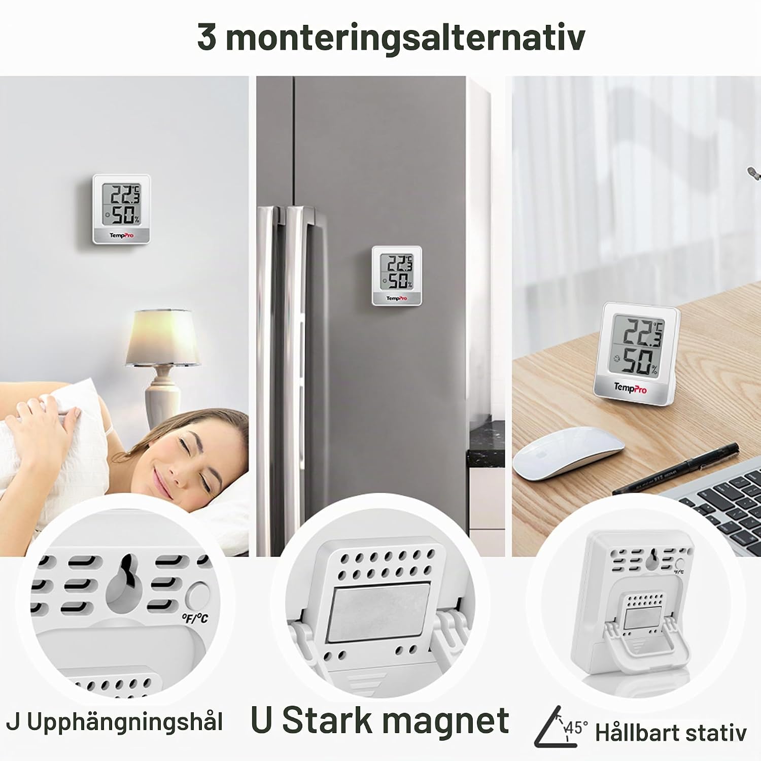 Detalle 2 de TempPro TP49-2 digital inomhustermometer och hygrometer, 2-pack