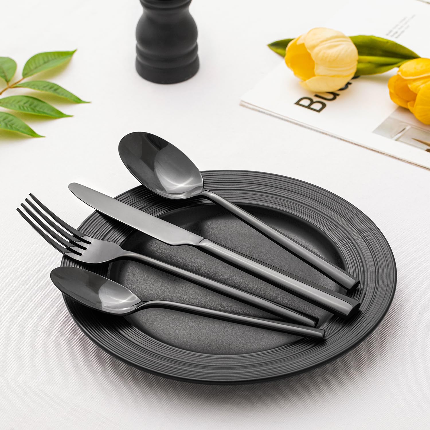 Thumbnail 4 de KINGSTONE Black Silverware Set 40-Piece 🍽