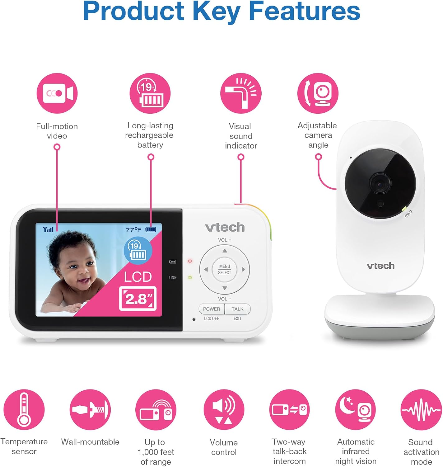 Thumbnail 1 de VTech VM819 Baby Monitor 2.8" Screen