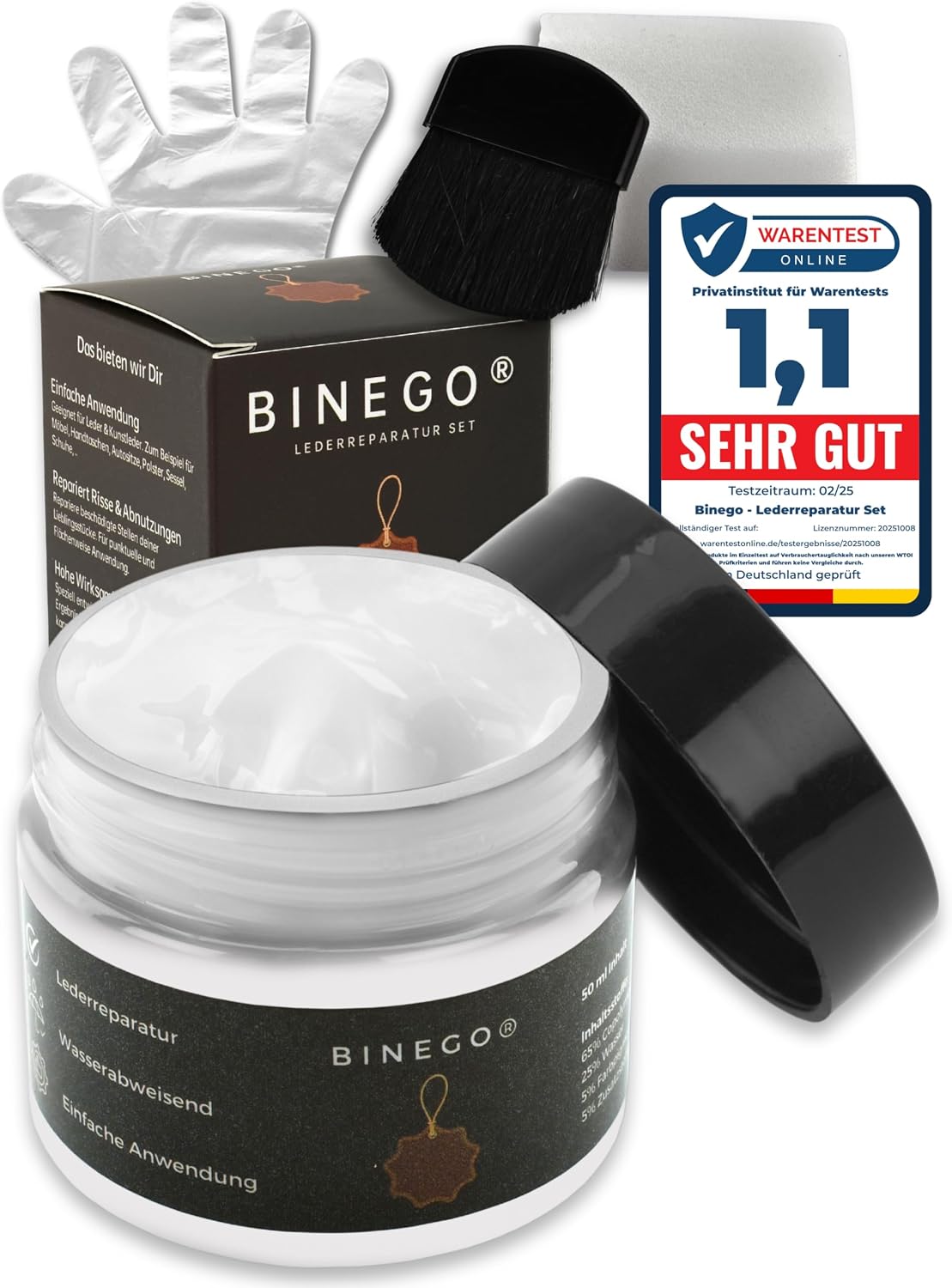 Detalle de Binego Lederreparaturset Weiß für Leder