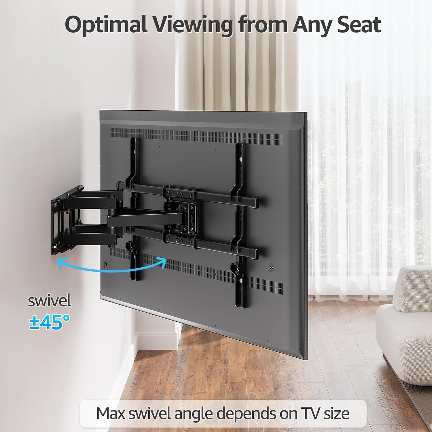 Detalle de MOUNTUP Full Motion TV Wall Bracket for 37–82 Inch TVs (Heavy Duty, Dual Arms, Swivel & Tilt) with Uploads up to 50kg