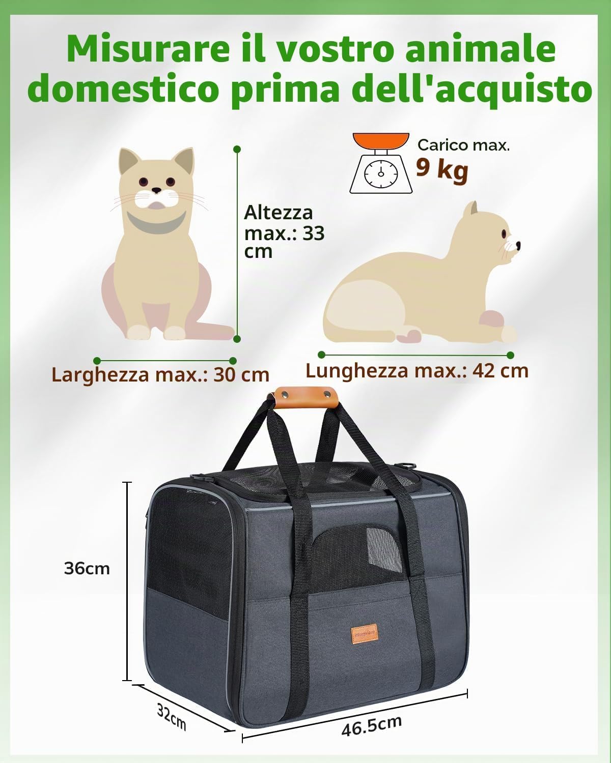 Detalle de Morpilot Grande trasportatore per gatti con lati morbidi e cerniere di sicurezza, fino a 9 kg