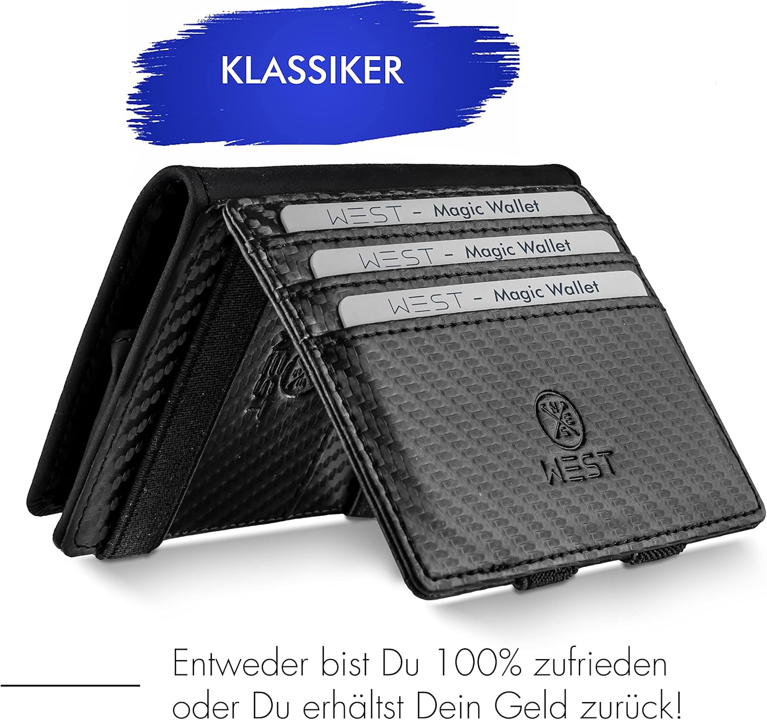 Detalle de WEST - Magic Wallet (Klassiker) mit großem Münzfach – RFID-Schutz, Geschenkbox