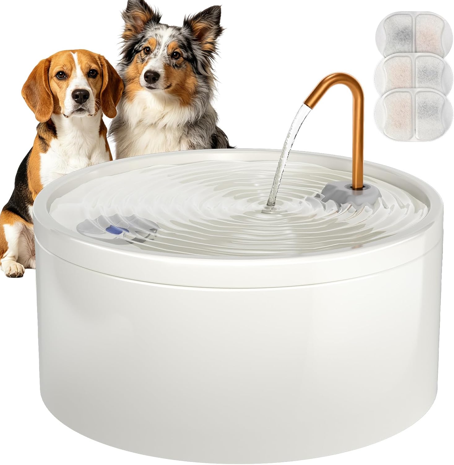 Detalle de MISFANS Keramik Trinkbrunnen für Hunde – 4L, Kupferrohr, leise Pumpe, 135oz, ideal für mehrere Haustiere